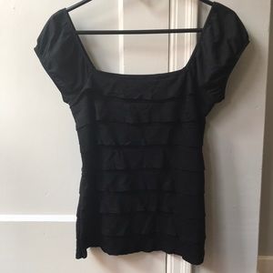 Max Studio Black Ruffled Top